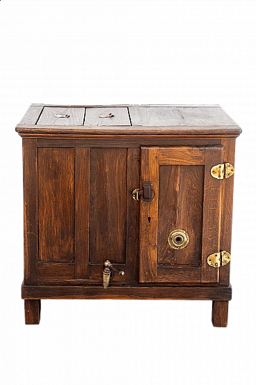 Larch and oak icebox cabinet, early 20th century
