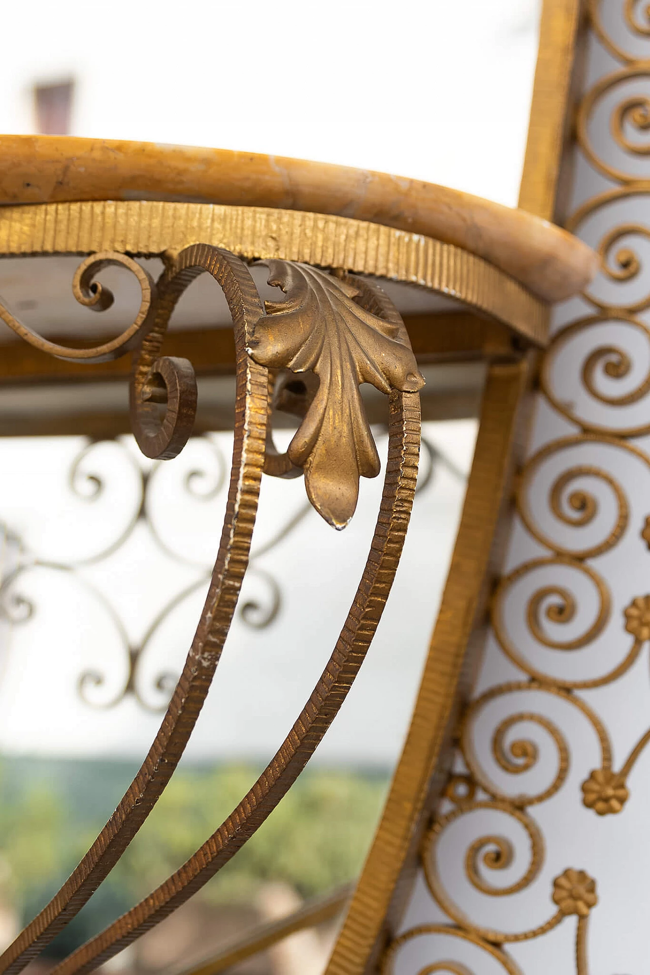 Gilded wrought iron mirror with console by Pier Luigi Colli, 1950s 4