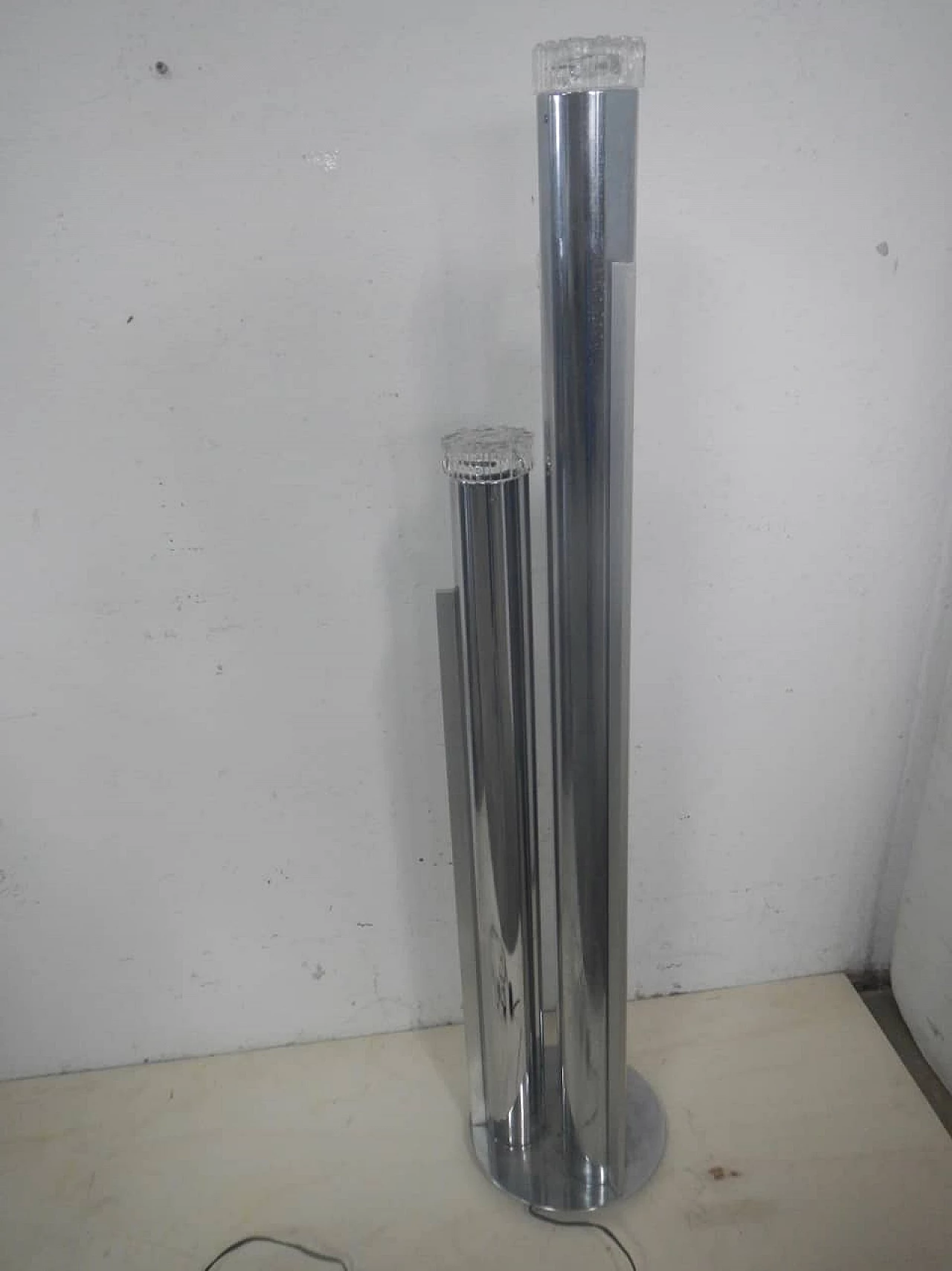 Three-light metal and glass floor lamp, 1970s 3