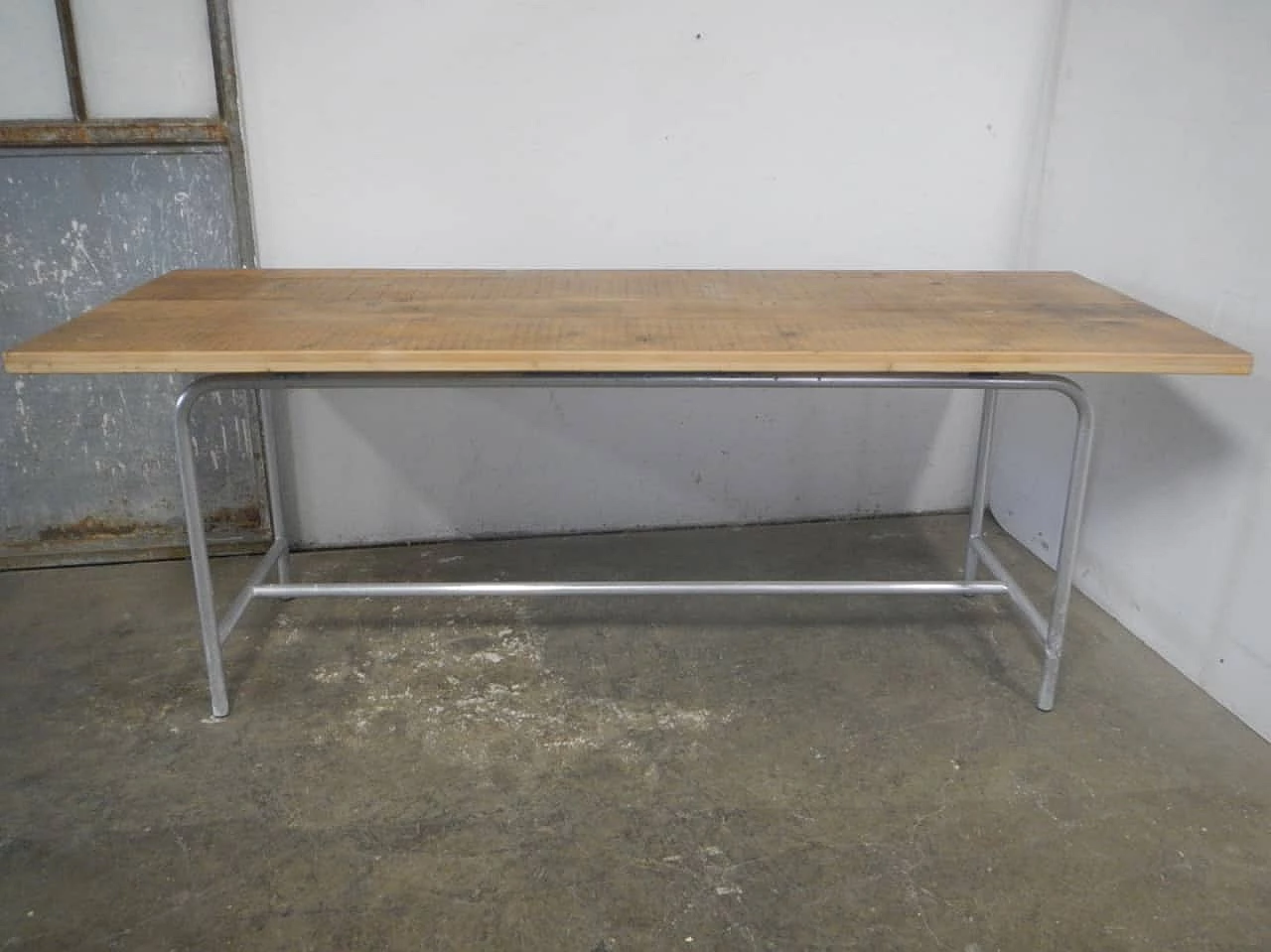 Spruce and aluminum table, 1960s 1