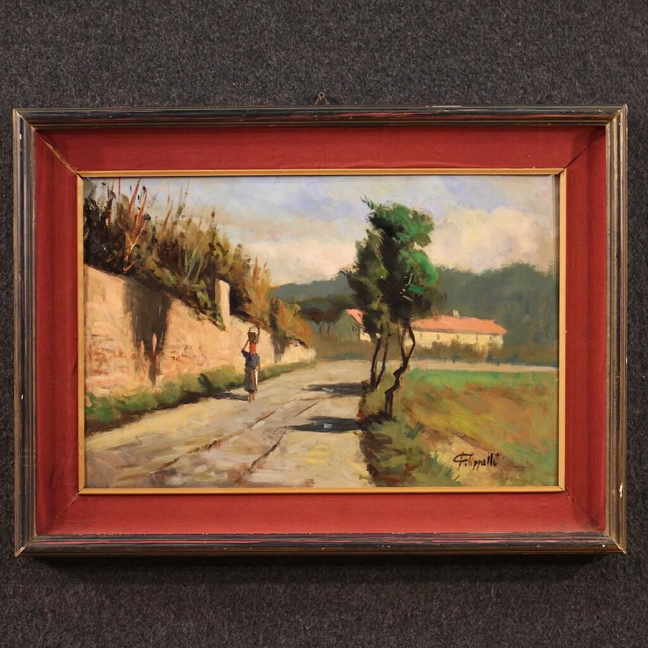 Cafiero Filippelli, country landscape, oil painting on masonite 1
