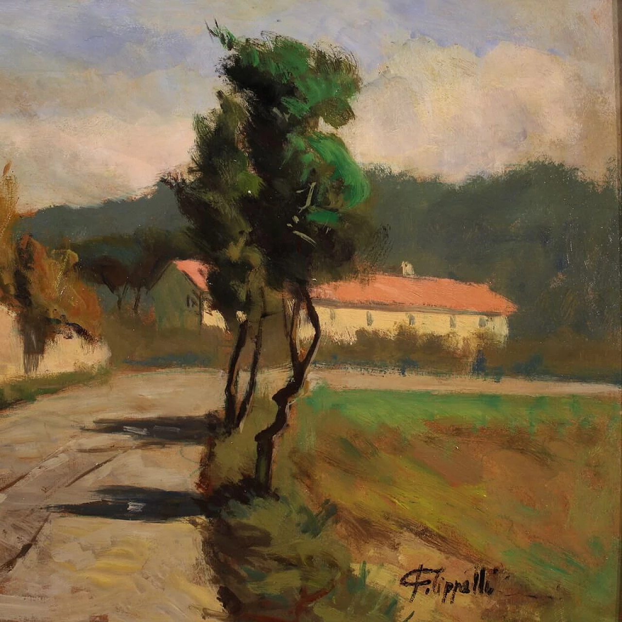 Cafiero Filippelli, country landscape, oil painting on masonite 3