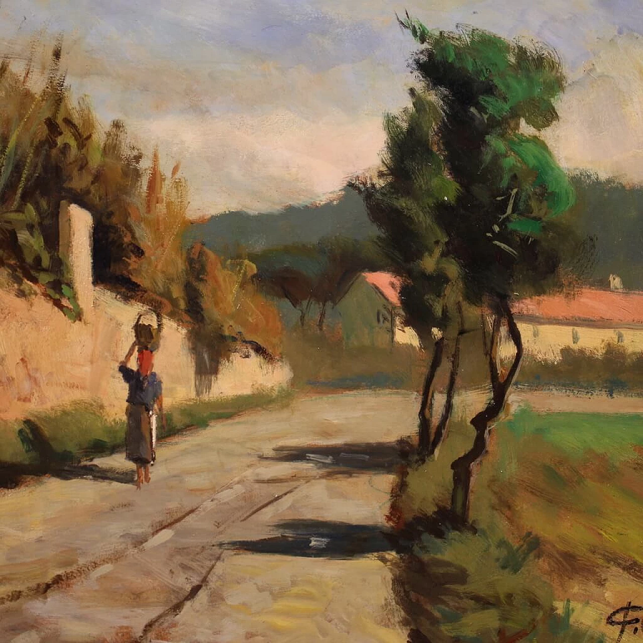 Cafiero Filippelli, country landscape, oil painting on masonite 12