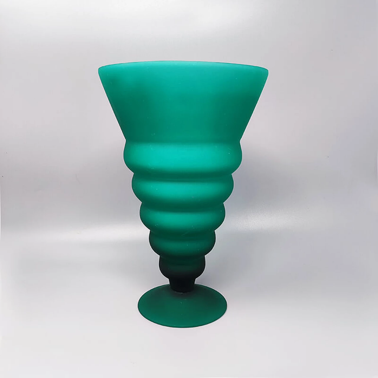 Vaso in vetro di Murano verde di Michielotto, anni '60 1