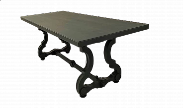 Petrol green enameled solid wood Fratino table