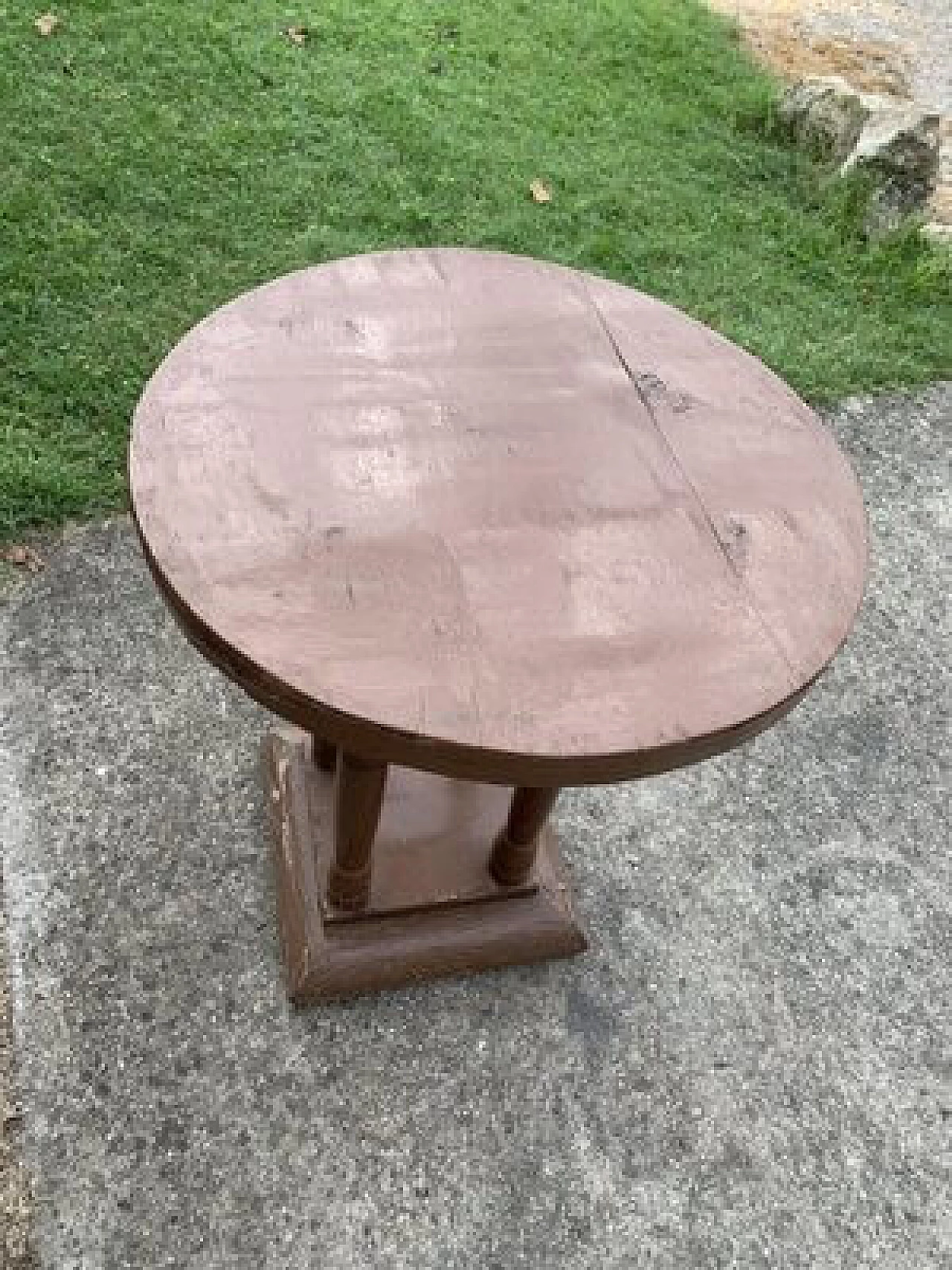Tavolino rotondo in legno, anni '30 3