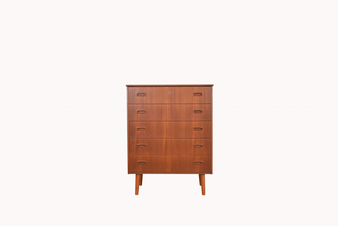 Danish teak five-drawers dresser, 1960s 12