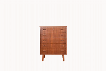 Danish teak five-drawers dresser, 1960s
