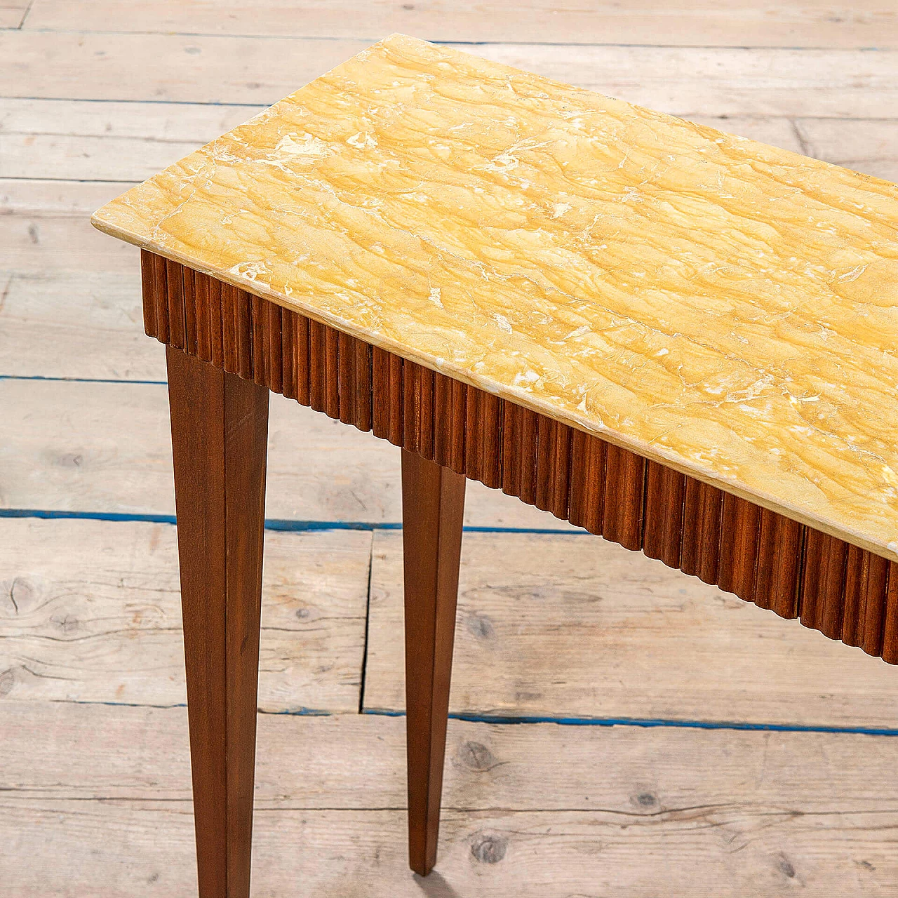 Wood and yellow marble console by Paolo Buffa, 1950s 4