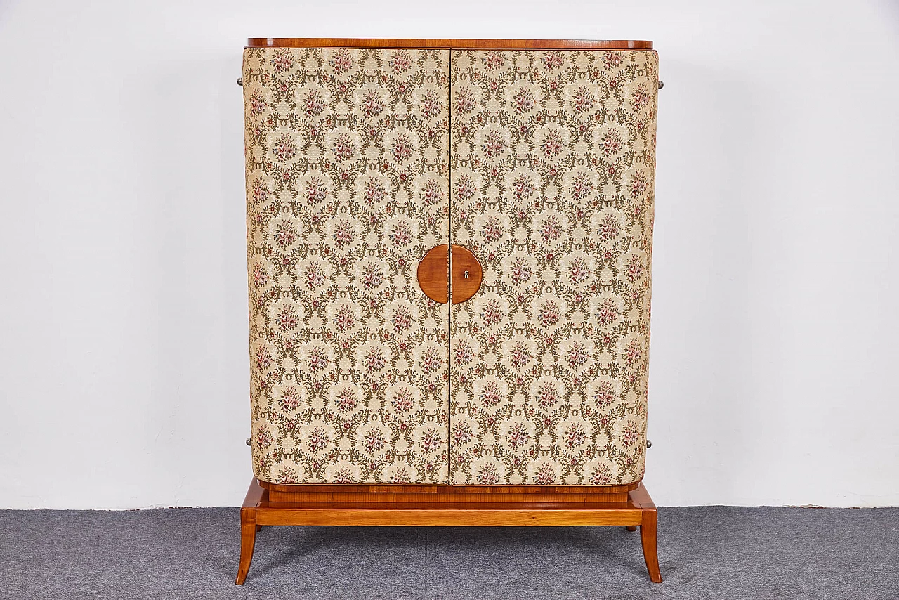 Cherry wood, rosewood and fabric wardrobe attributed to Josef Frank, 1930s 1