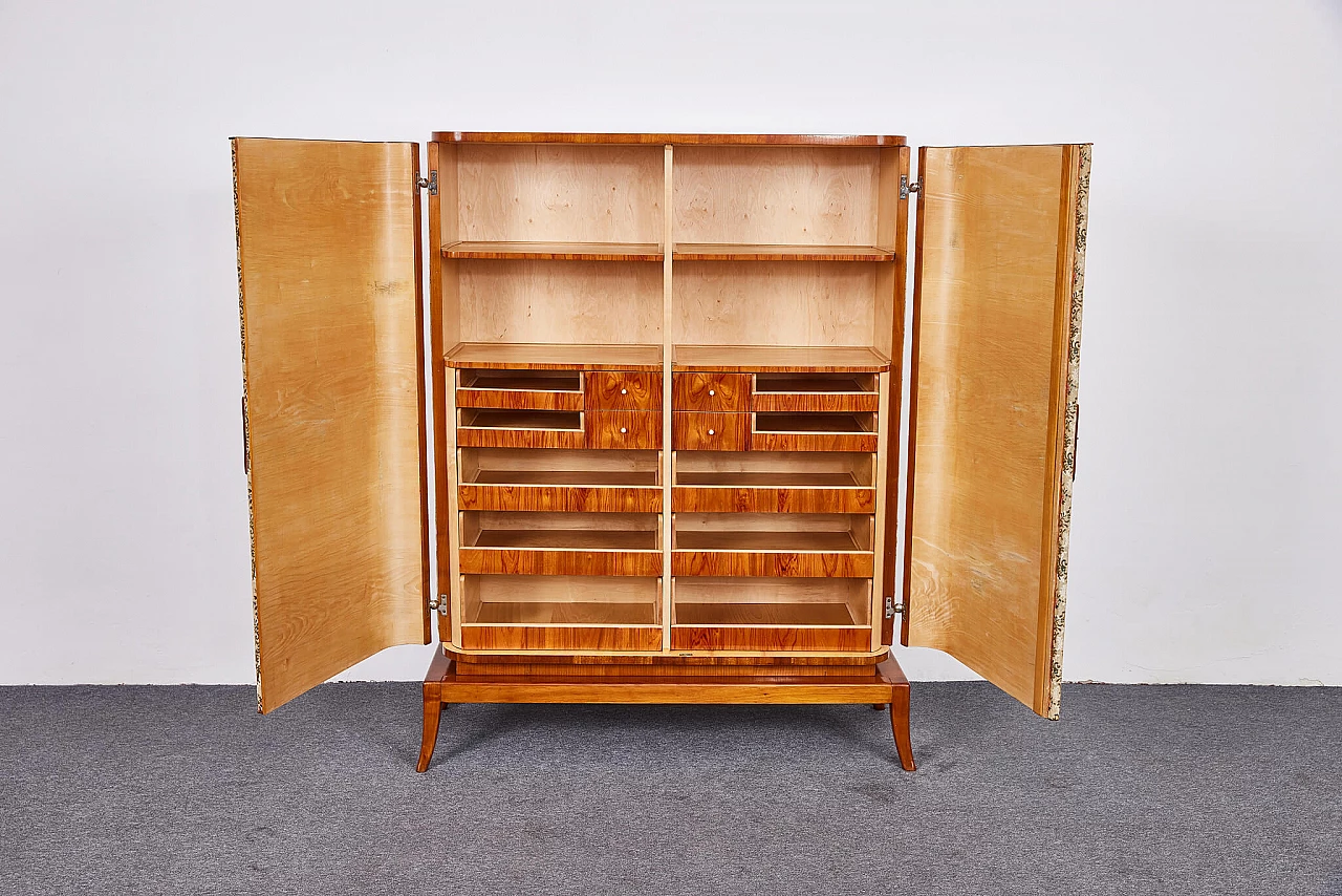 Cherry wood, rosewood and fabric wardrobe attributed to Josef Frank, 1930s 2