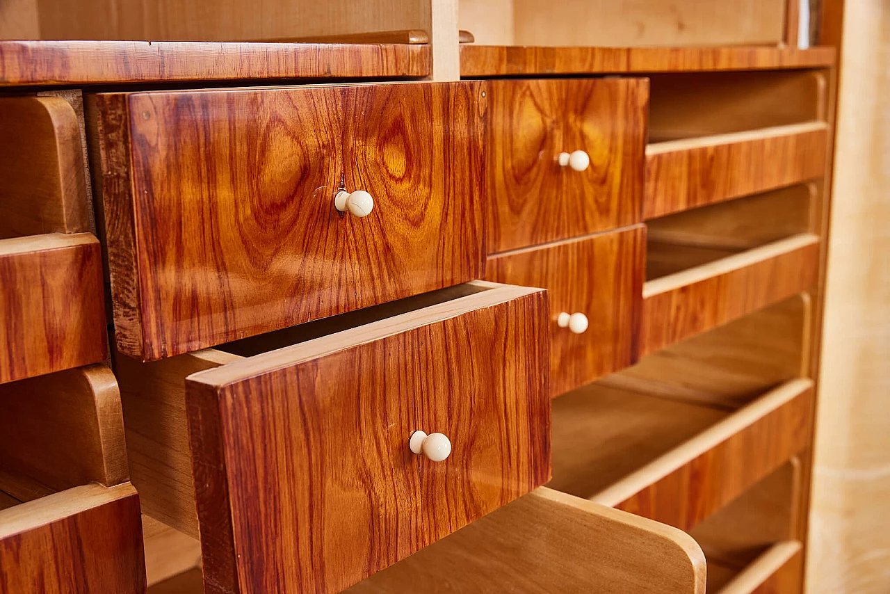 Cherry wood, rosewood and fabric wardrobe attributed to Josef Frank, 1930s 7