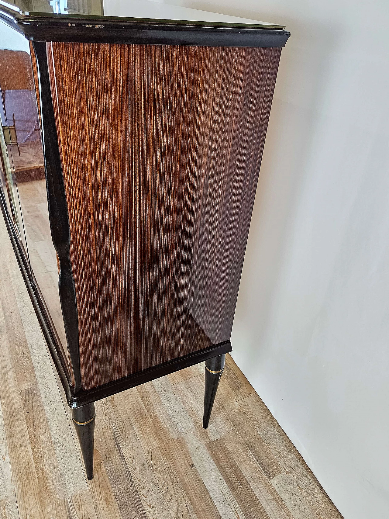 Wood backlit glass cabinet with glass top, 1960s 2