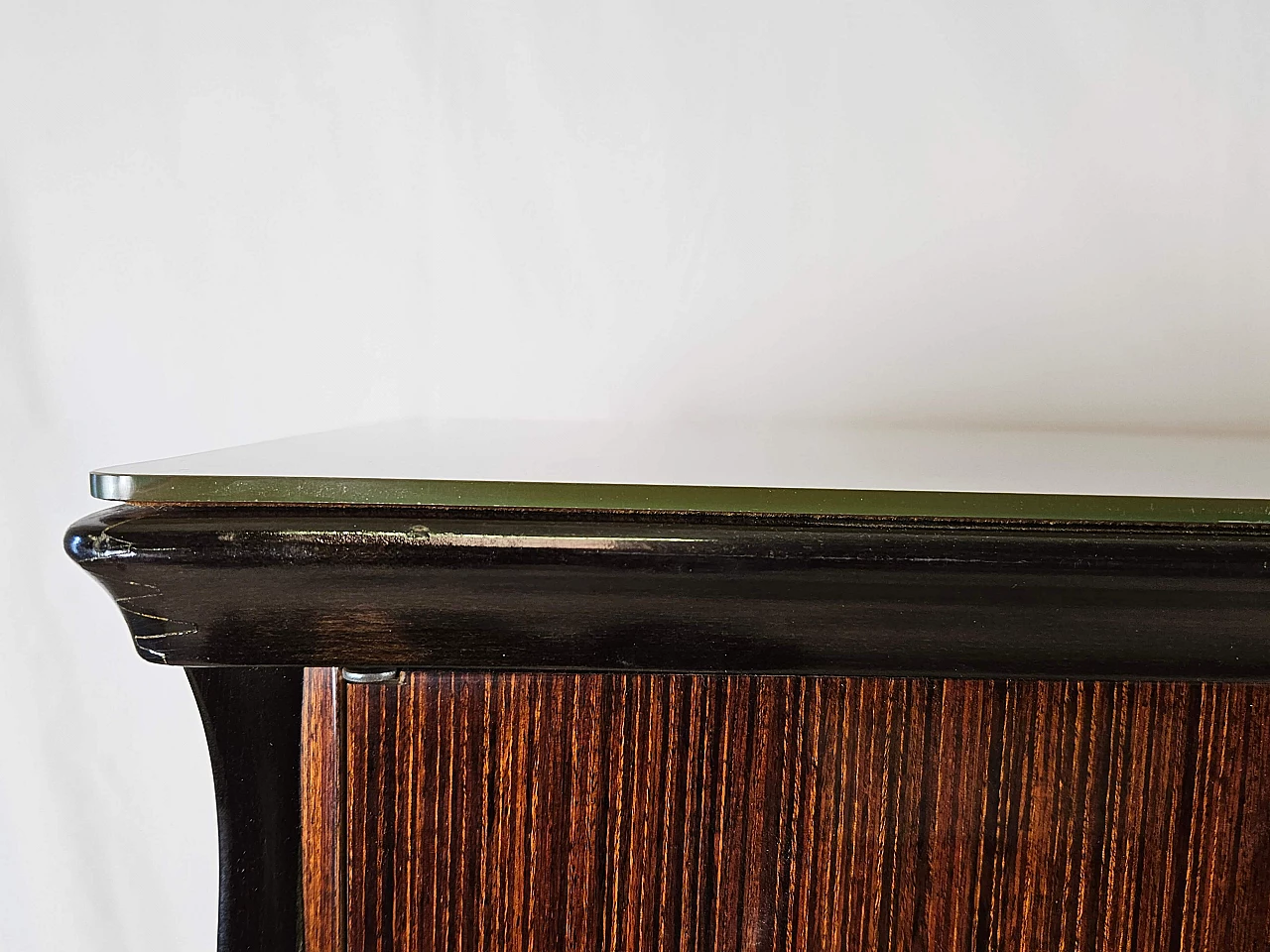 Wood backlit glass cabinet with glass top, 1960s 4