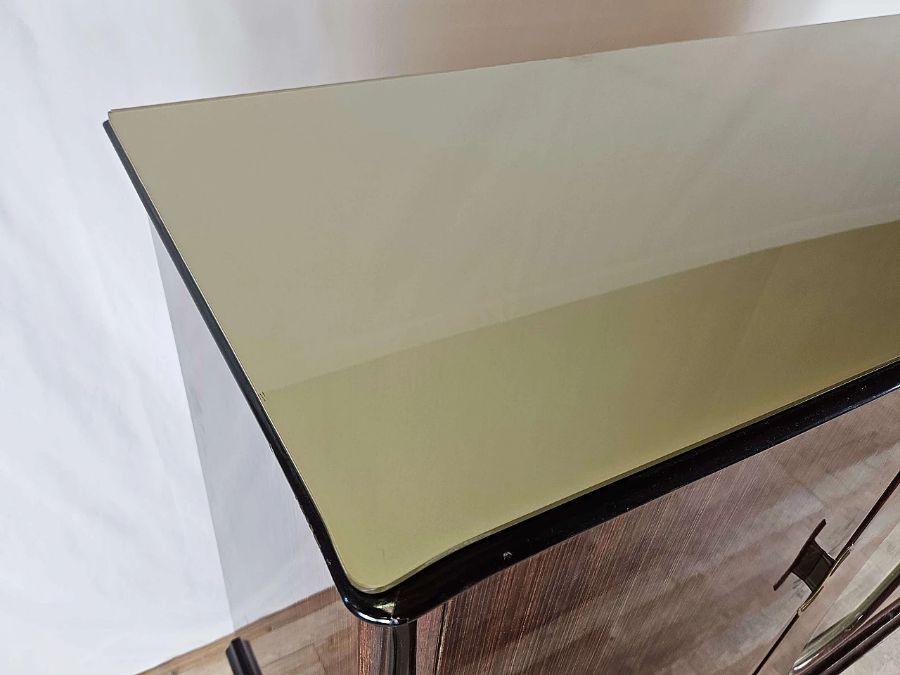 Wood backlit glass cabinet with glass top, 1960s 5