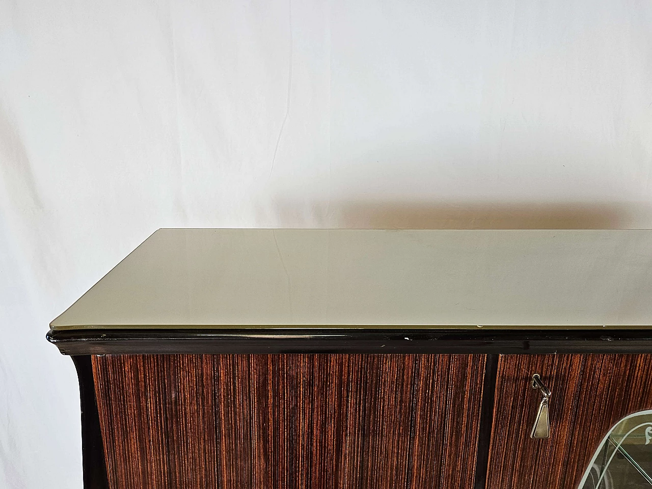 Wood backlit glass cabinet with glass top, 1960s 6