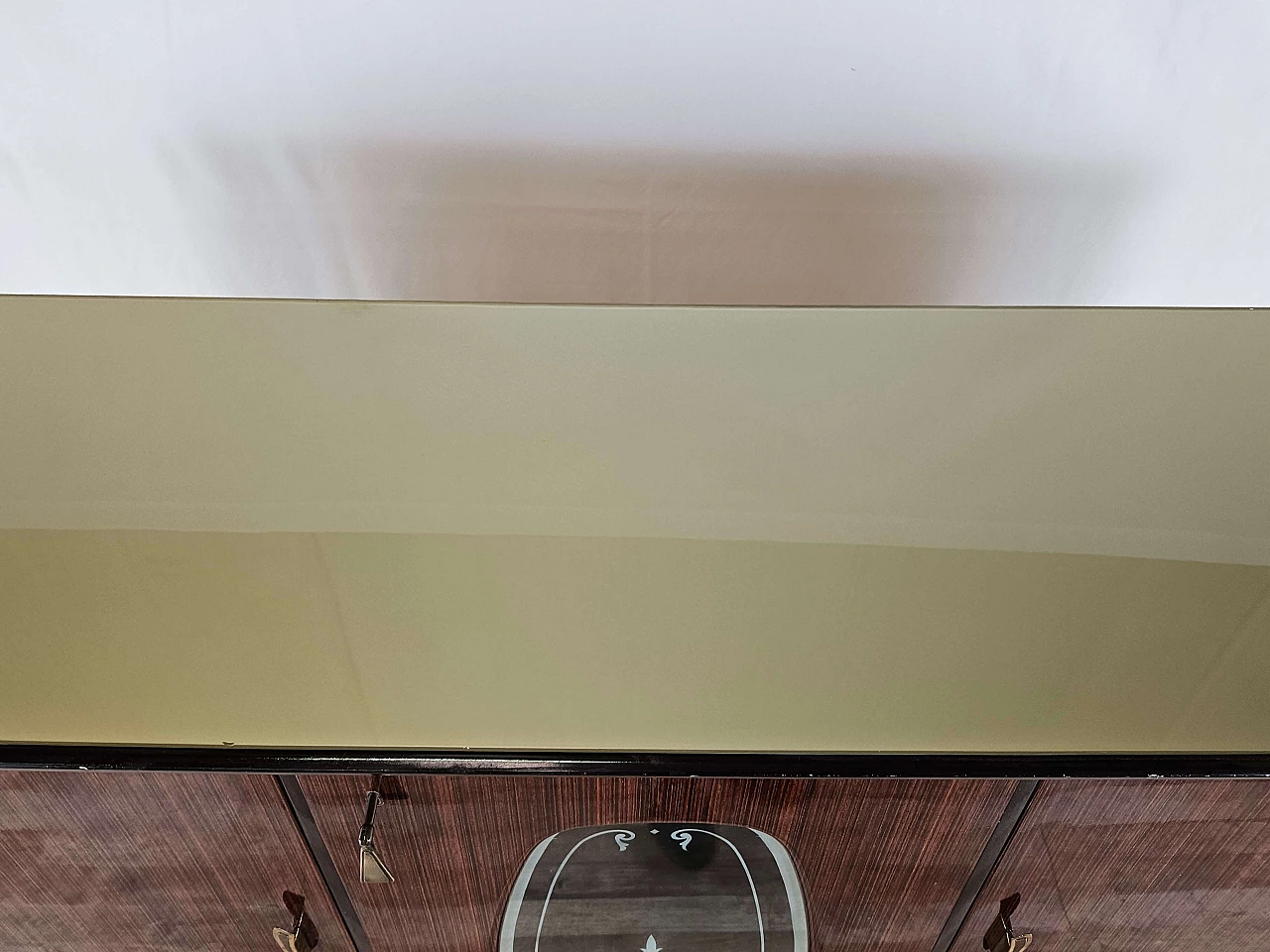 Wood backlit glass cabinet with glass top, 1960s 7