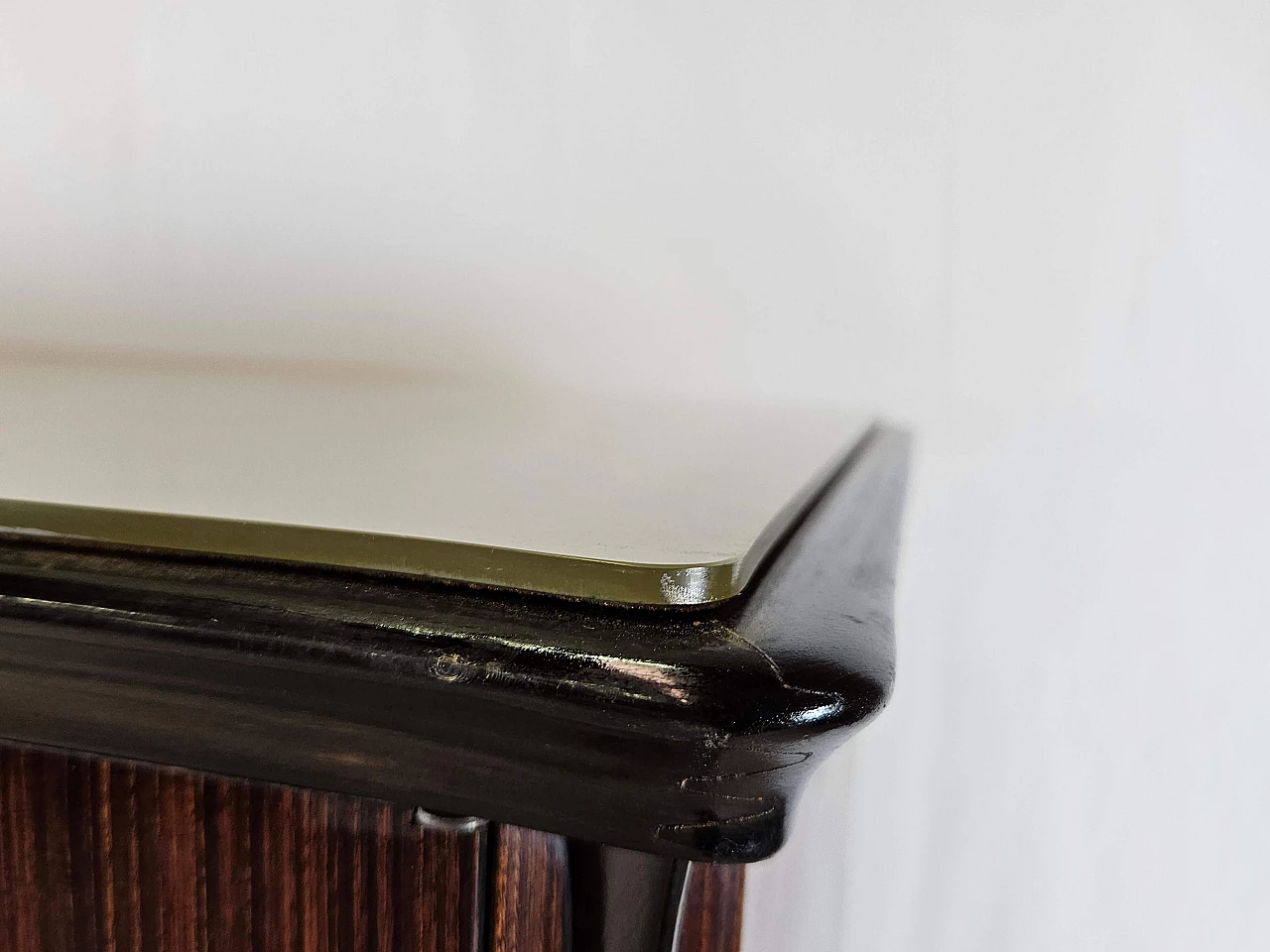 Wood backlit glass cabinet with glass top, 1960s 9