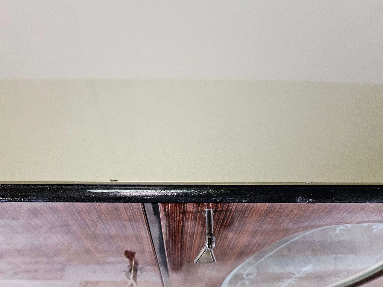 Wood backlit glass cabinet with glass top, 1960s 12