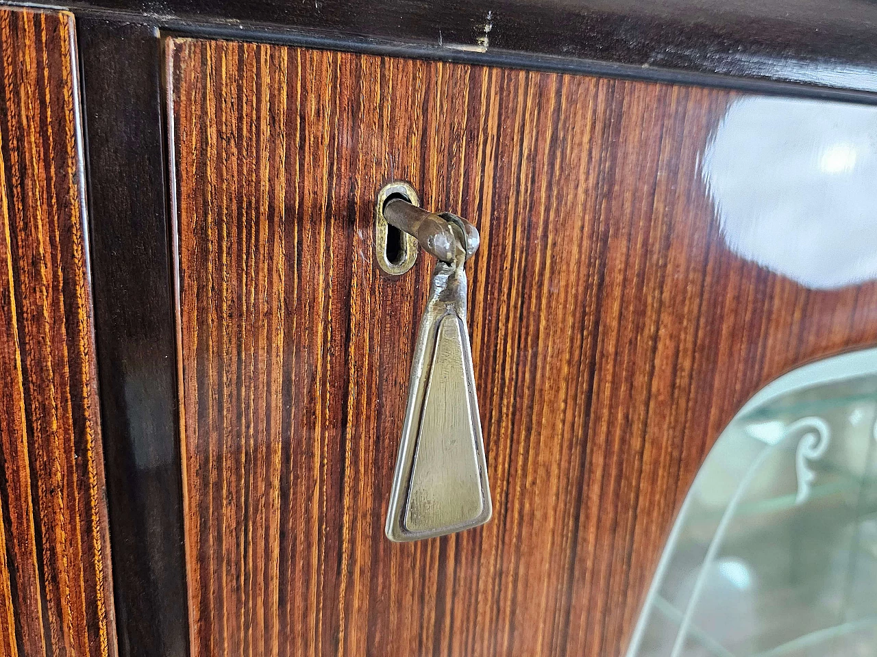 Wood backlit glass cabinet with glass top, 1960s 27