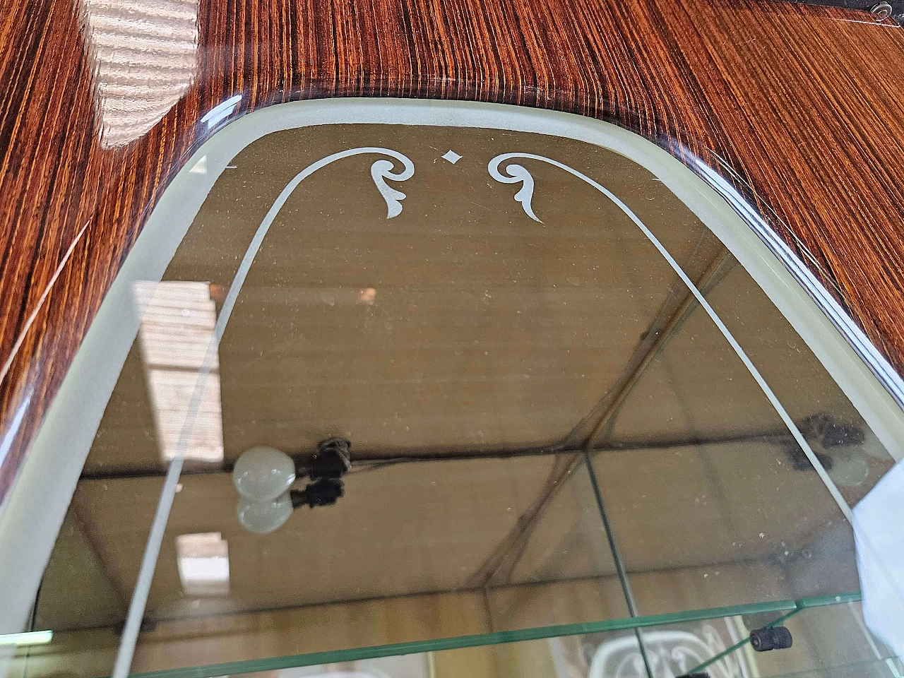 Wood backlit glass cabinet with glass top, 1960s 29