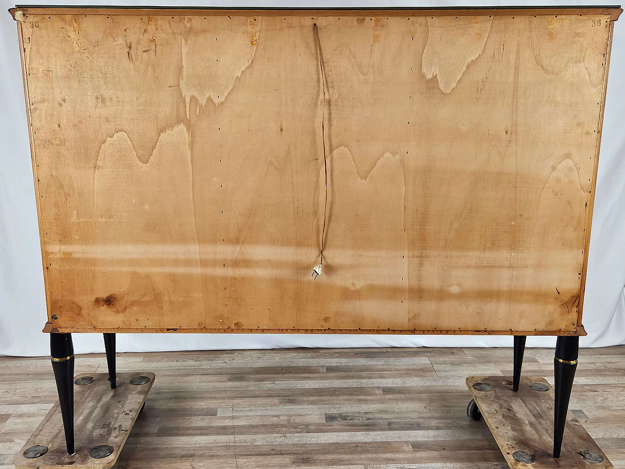 Wood backlit glass cabinet with glass top, 1960s 42