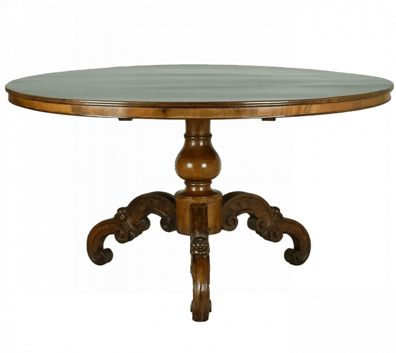 Solid walnut round table, mid-19th century 8