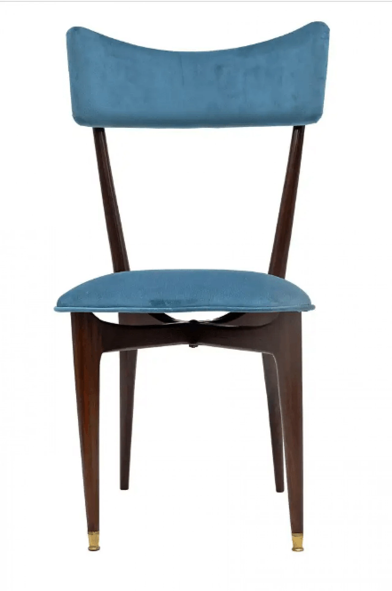6 Dining chairs with velvet from the Middle Ages by Ico & Luisa Parisi, 1950s 3