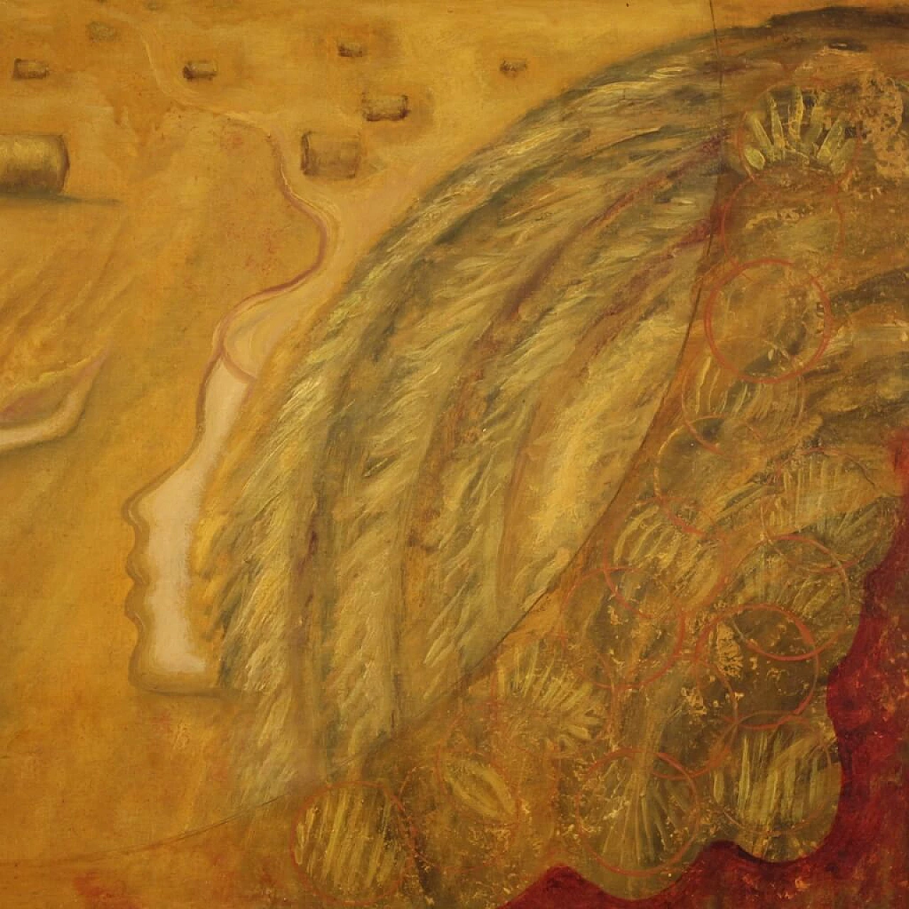 Alain Caduret, wheat field and female nude, oil painting on canvas, 1980 9