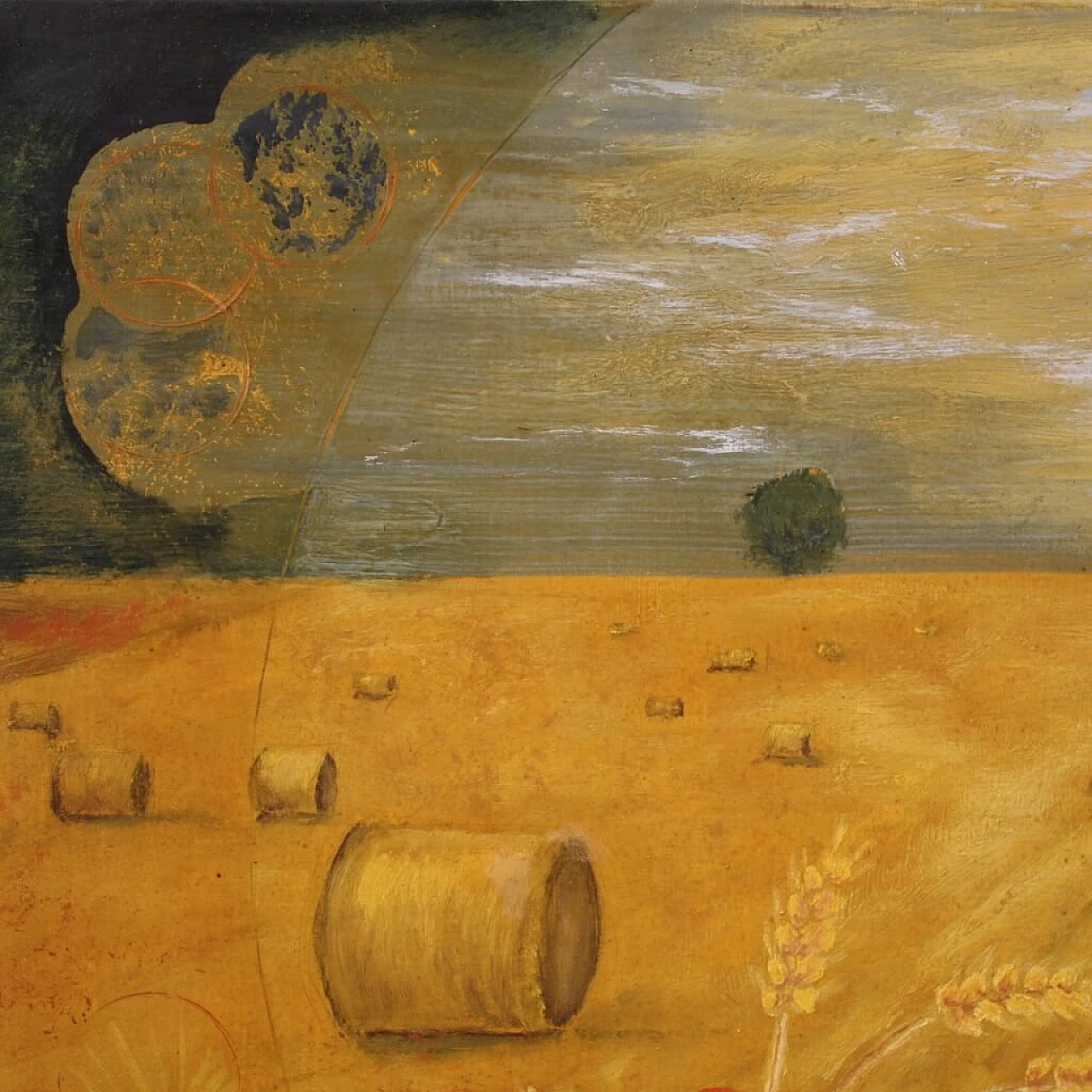 Alain Caduret, wheat field and female nude, oil painting on canvas, 1980 12