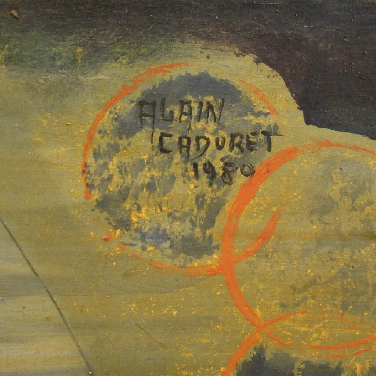 Alain Caduret, wheat field and female nude, oil painting on canvas, 1980 14