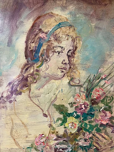 Pietro Augusto Cassina, ritratto femminile, dipinto a olio su masonite, anni '70