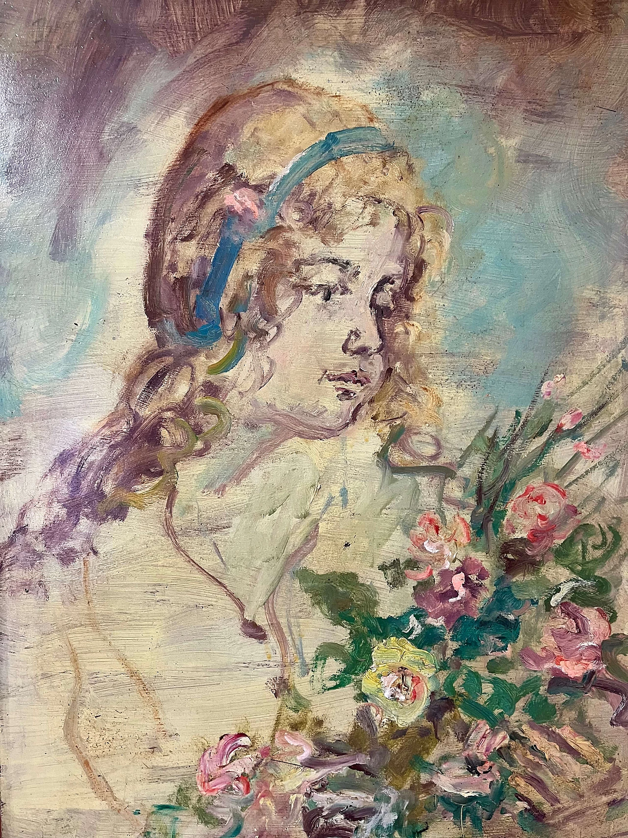 Pietro Augusto Cassina, ritratto femminile, dipinto a olio su masonite, anni '70 4