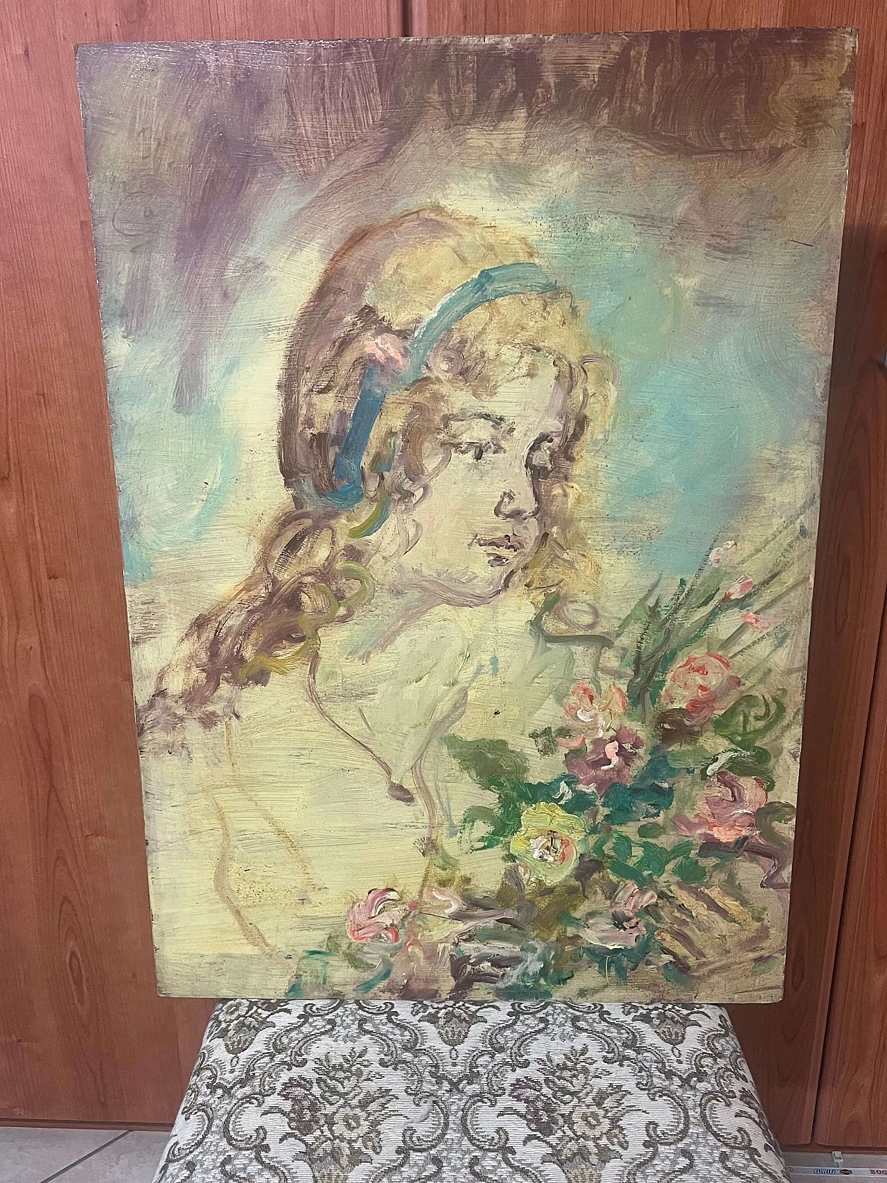 Pietro Augusto Cassina, ritratto femminile, dipinto a olio su masonite, anni '70 5