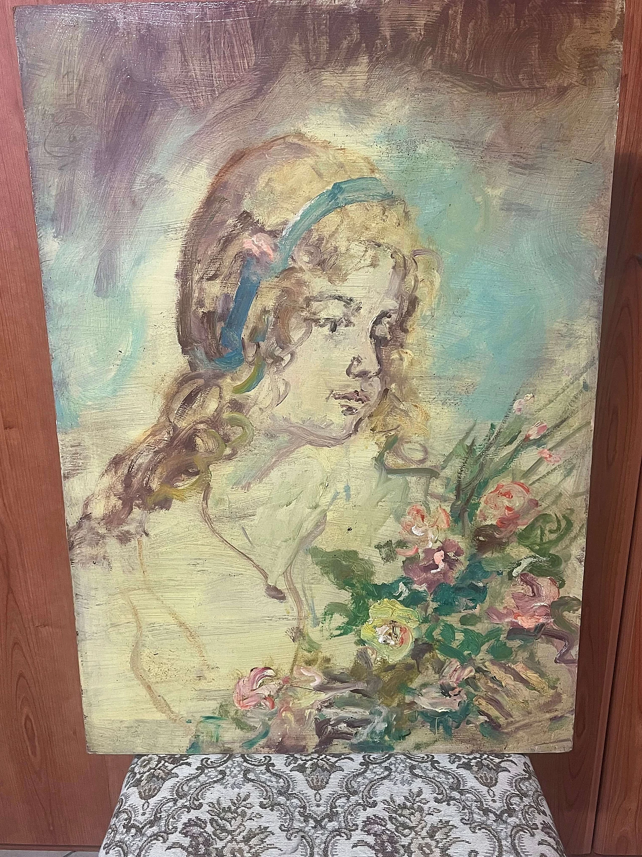 Pietro Augusto Cassina, ritratto femminile, dipinto a olio su masonite, anni '70 6