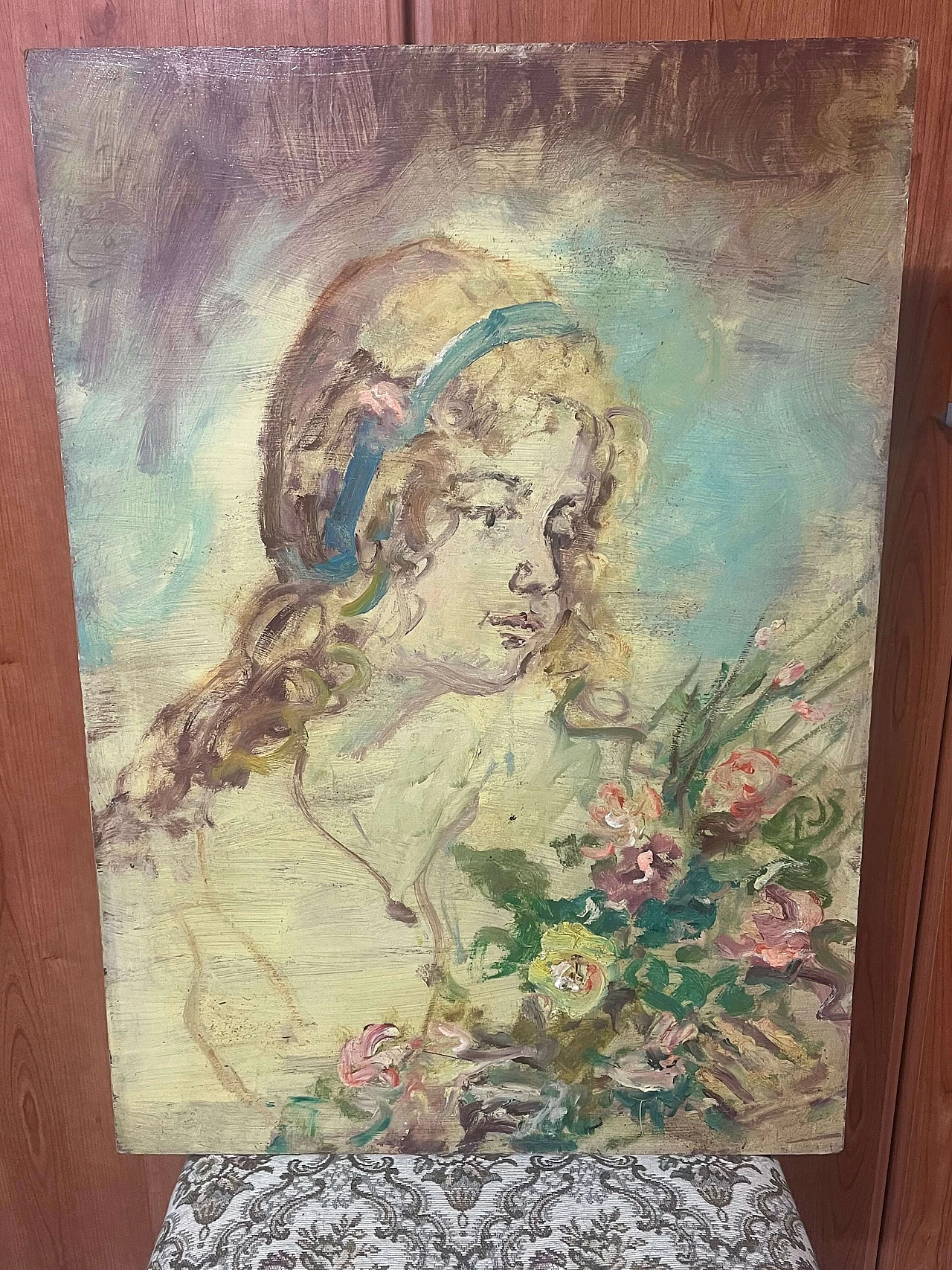 Pietro Augusto Cassina, ritratto femminile, dipinto a olio su masonite, anni '70 7