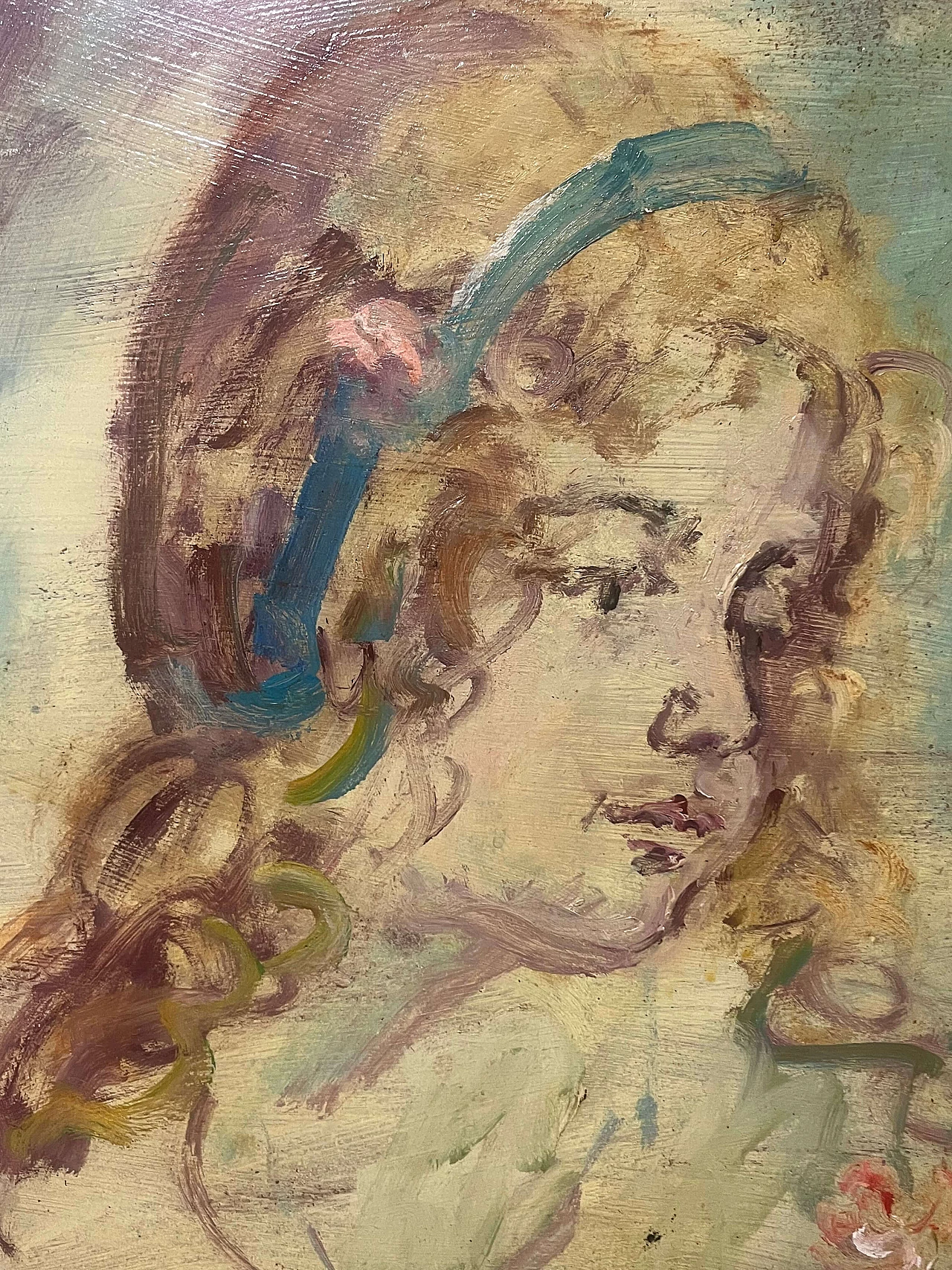 Pietro Augusto Cassina, ritratto femminile, dipinto a olio su masonite, anni '70 8