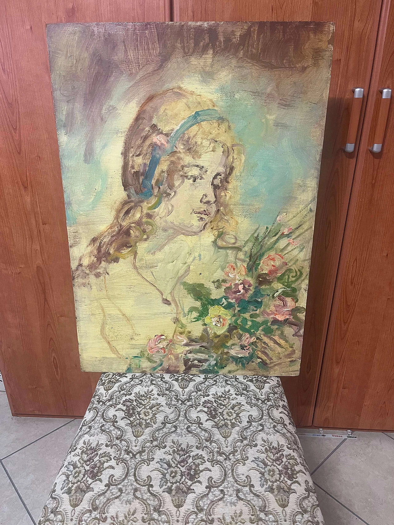 Pietro Augusto Cassina, ritratto femminile, dipinto a olio su masonite, anni '70 12