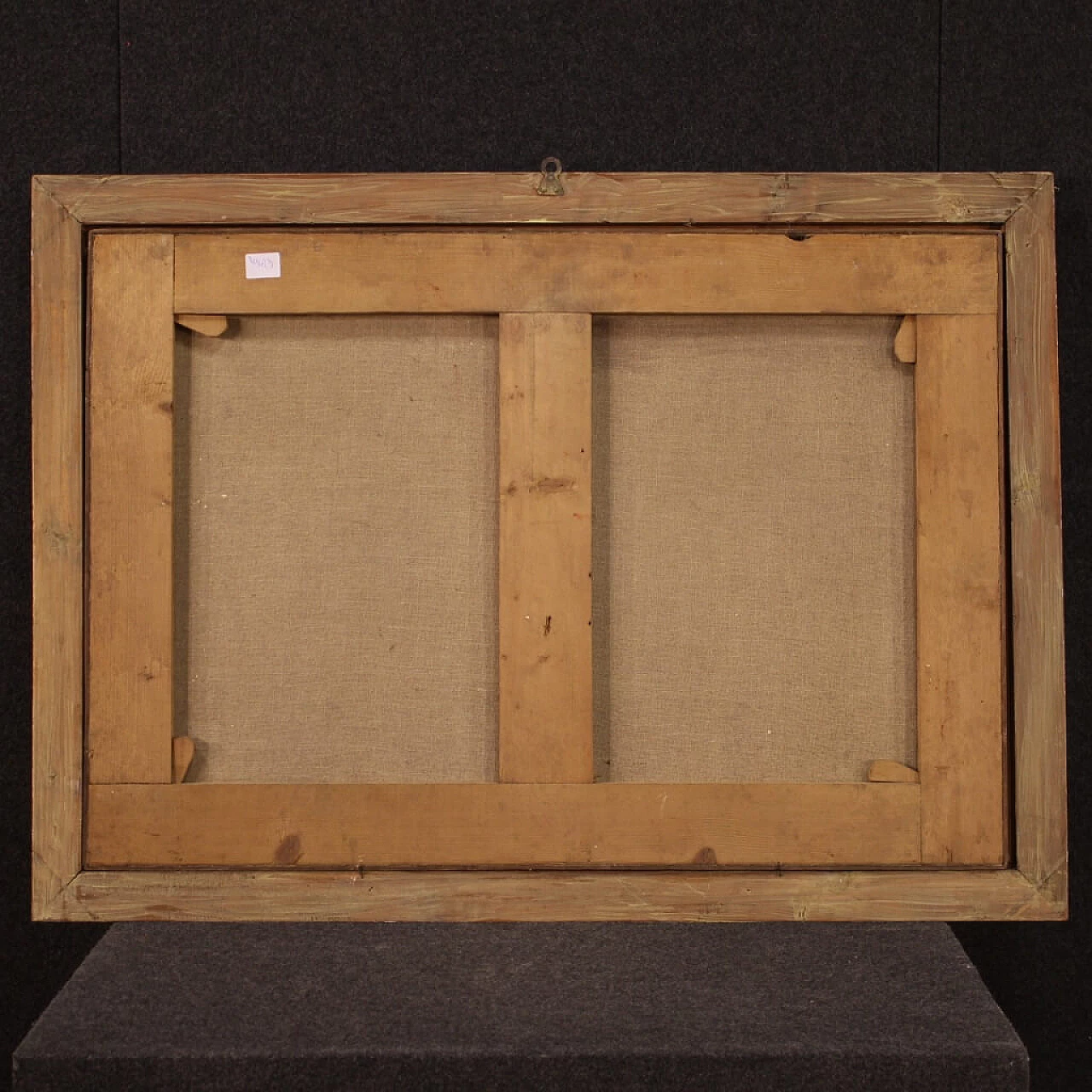 Paesaggio fluviale con personaggi e architetture, dipinto a olio su tela 7