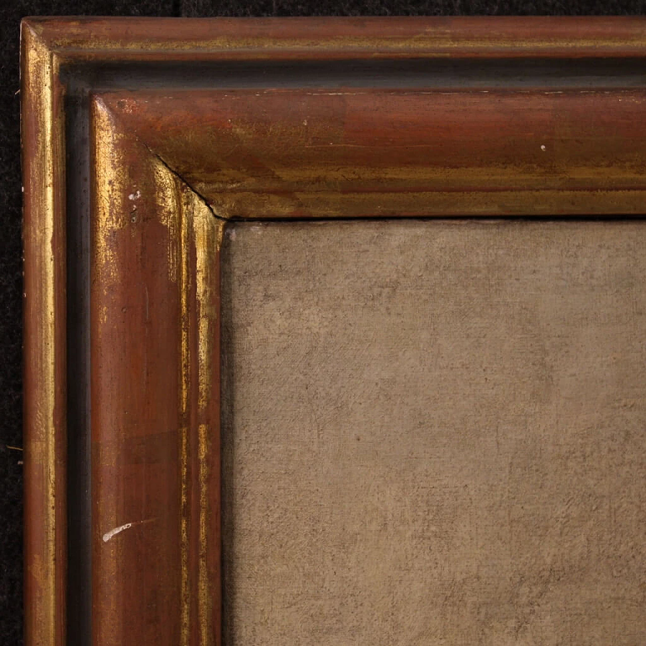 Paesaggio fluviale con personaggi e architetture, dipinto a olio su tela 10