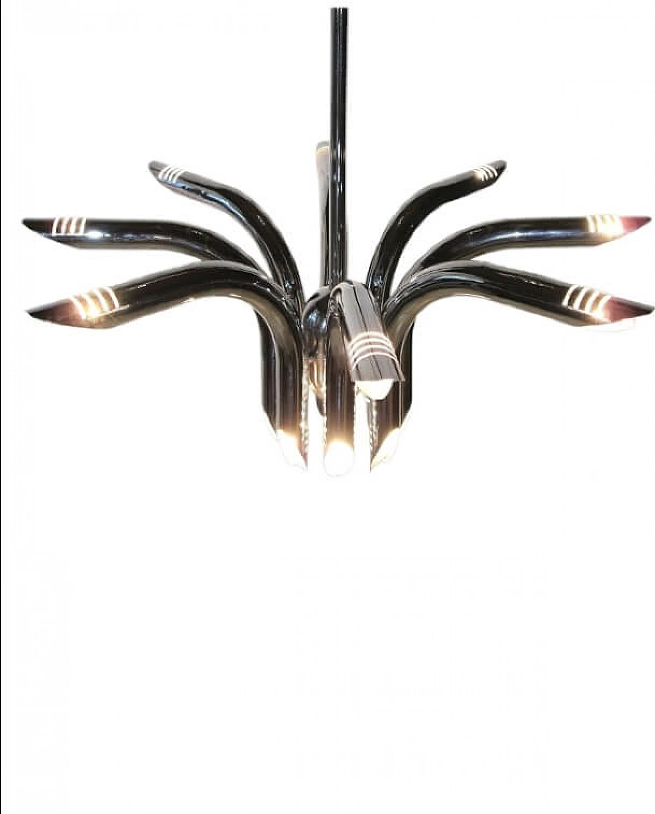 Chromed metal eight-arm Sputnik chandelier by Goffredo Reggiani, 1970s 2
