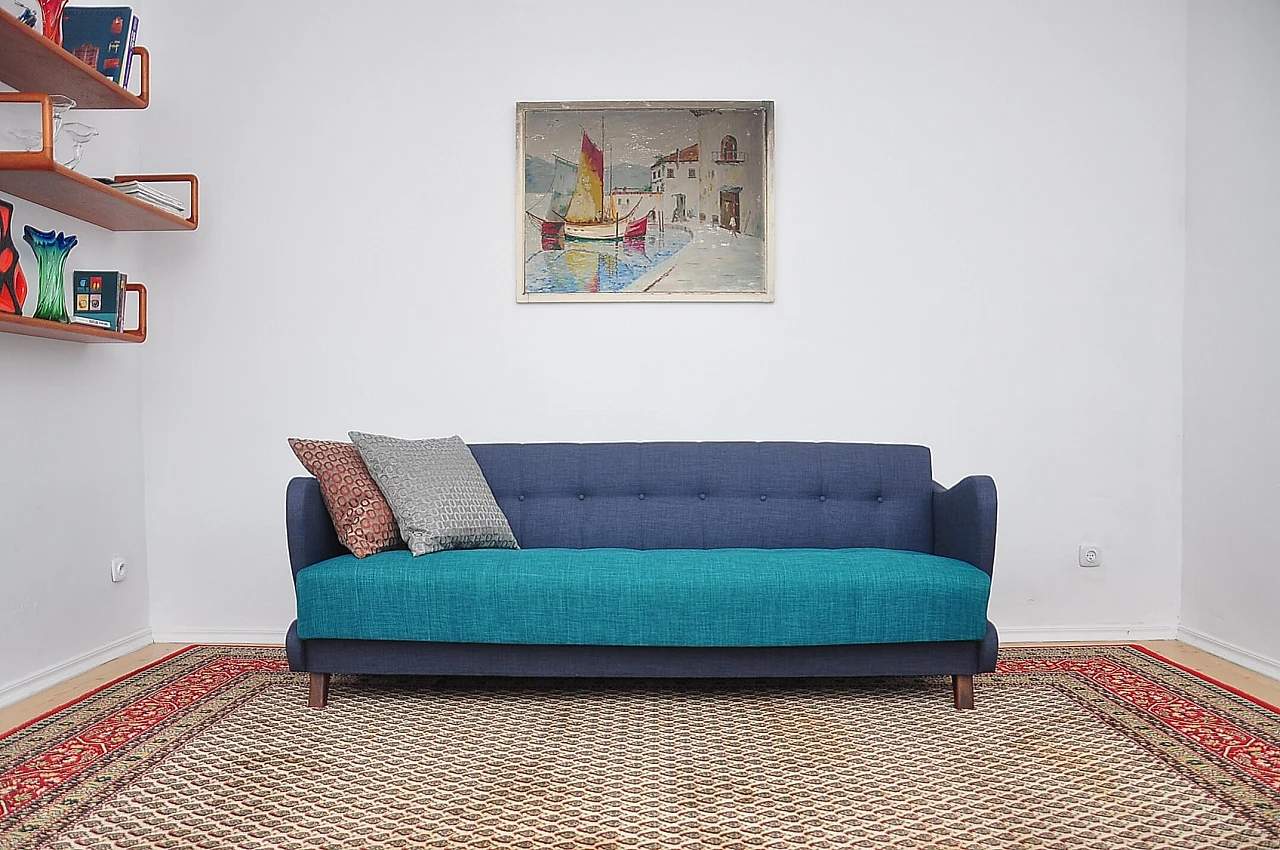 Sofa bed with beechwood legs, 1960s 11