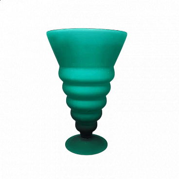 Vaso in vetro di Murano verde di Michielotto, anni '60