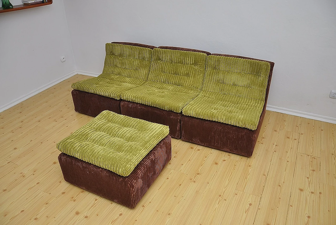Modular corduroy sofa and pouf by Dux, 1970s 1