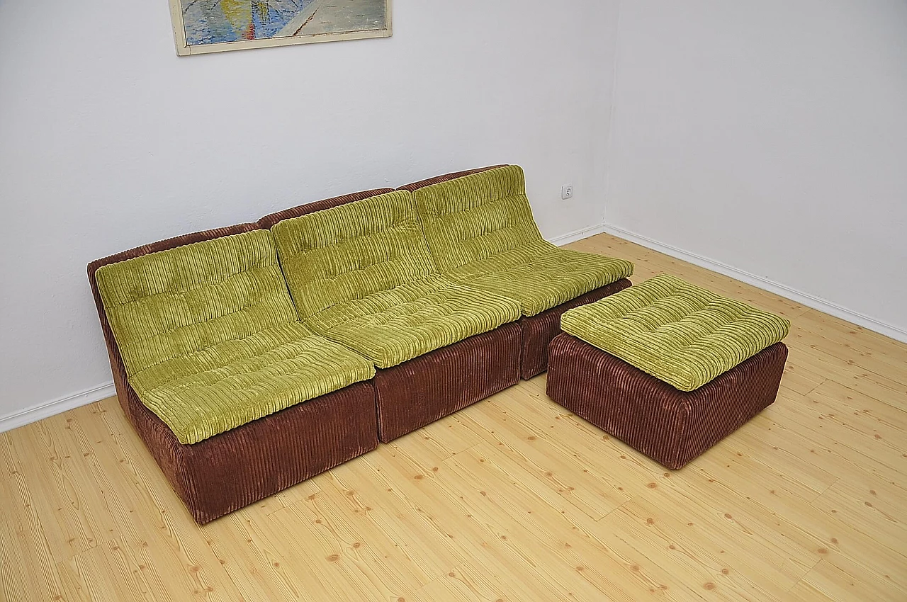Modular corduroy sofa and pouf by Dux, 1970s 2