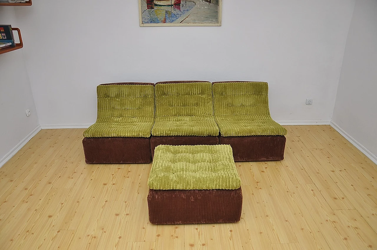 Modular corduroy sofa and pouf by Dux, 1970s 4