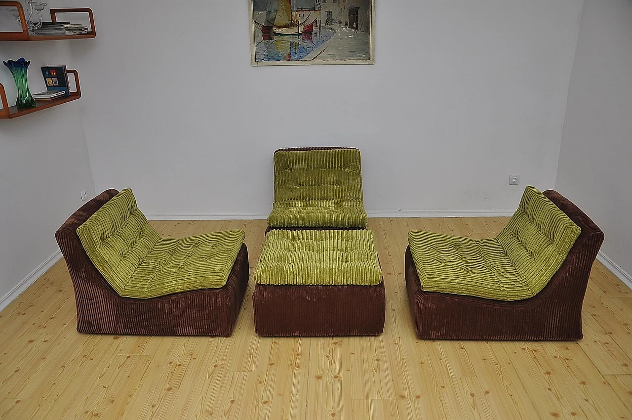 Modular corduroy sofa and pouf by Dux, 1970s 5