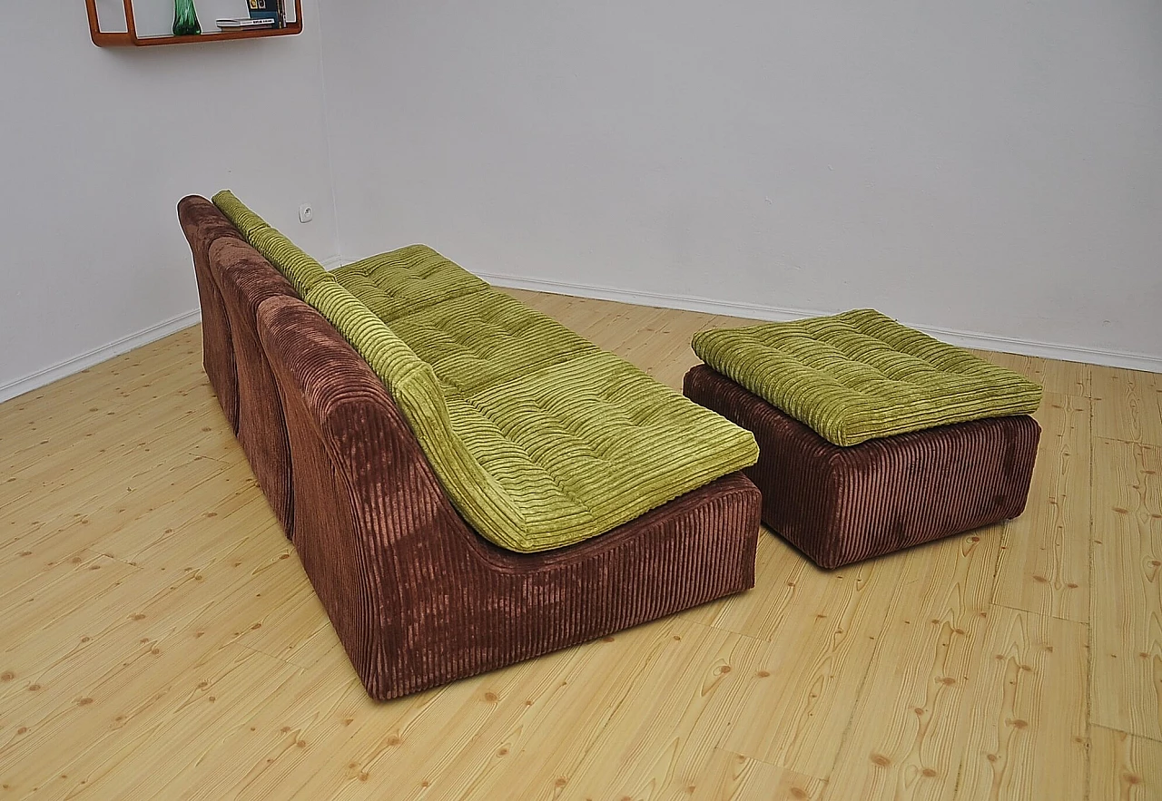 Modular corduroy sofa and pouf by Dux, 1970s 6