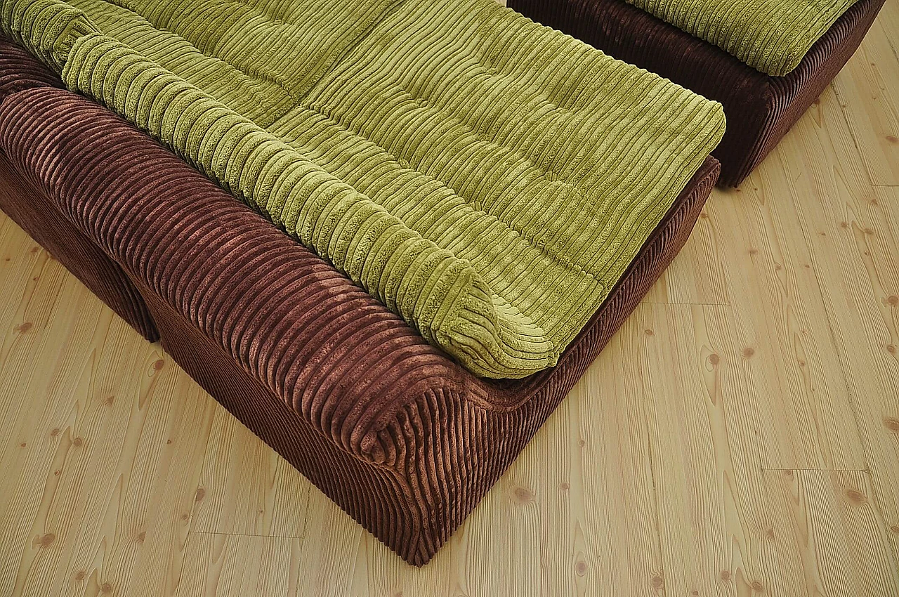 Modular corduroy sofa and pouf by Dux, 1970s 8