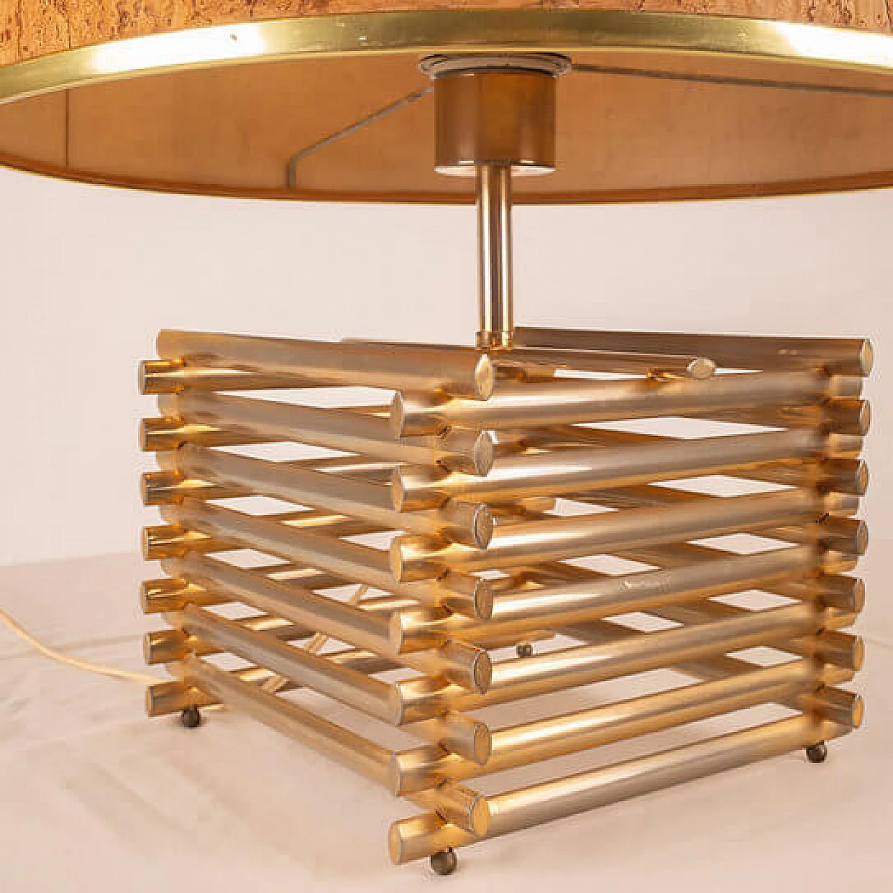 18kt gold-plated table lamp attributed to Romeo Rega, 1970s 1